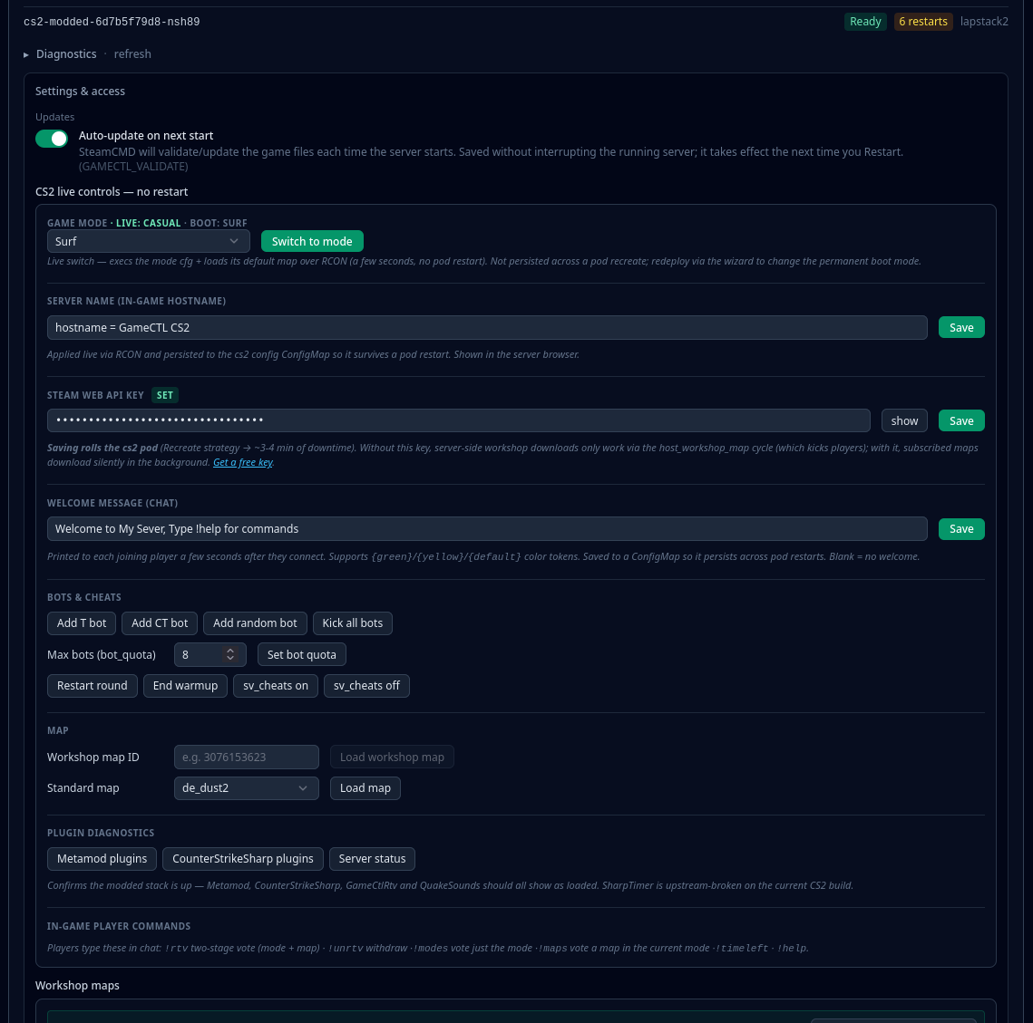 CS2 live controls